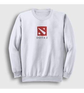 Presmono Unisex Beyaz Dota 2 Logo Oyun Sweatshirt 420323tt (Beyaz)