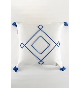 Koza Home Craft Mavi Baklava Dilimi Desenli Püsküllü Kırlent 43 x 43 35303A