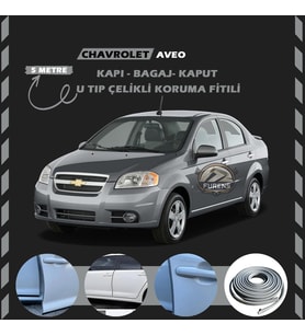 Chevrolet Aveo Oto Araç Kapı Koruma Fitili 5metre Parlak Gri Renk