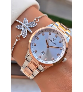 Daniel Klein Marka Rose Gümüş Renk 2 Yıl Garantili Kadın Kol Saati - Bileklik 0850DKL011194 (Karışık)