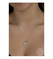 Ucarticaret S-warovski Crystal Taşlı Kare Gümüş Kadın Kolye