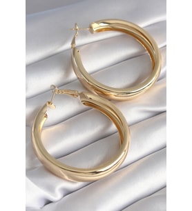 Pirinç Gold Renk Halka Model Kadın Küpe