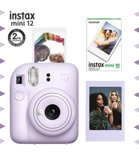 Instax mini 12 Lila Fotoğraf Makinesi-Çerçeve ve 10'lu mini Film Seti