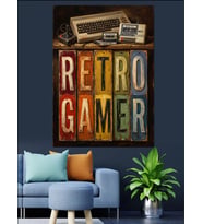 Retro Gamer Yazılı Oyun Posteri Dekoratif Kanvas - Mdf Ahşap Tablo