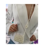 Kartlık Mini Abiye Çanta Askılı İnci Boncuk Çanta (Beyaz)