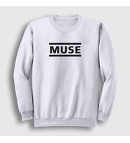 Presmono Unisex Beyaz Logo Muse Sweatshirt 70072tt (Beyaz)