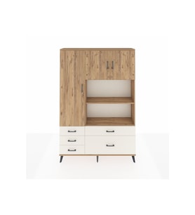 Arges Dolap 7 Raflı 5 Çekmeceli 3 Kapaklı 132x30x195 Çam-Çam/Aytaşı
