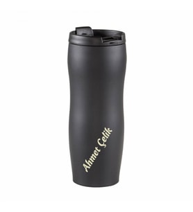 Wings Mat Siyah İsme Özel Çelik Kupa 400ml.  304 Paslanmaz Çelik - Kaydırmaz Taban - Süzgeçli - Kilitli Bardak Kapak - Sızdırmaz (Karışık)
