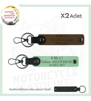 Motosiklet Severlere, İsim Plaka ve 0 Rh - Kan Grubu Yazılı, Motorcu x2 Anahtarlık, Kahve-Yeşil-Syh (Çok Renkli)