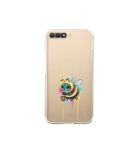 Huawei Y6 2018 ile uyumlu Splash arı tasarımlı şeffaf silikon kılıf