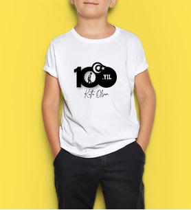 BK Gift 29 Ekim Tasarımlı Erkek Çocuk Beyaz Tişört-11, Arkadaşa Hediye, 29 Ekim Hediyesi Hediyesi, Trend Tişört, 100.Yıl Hediyesi