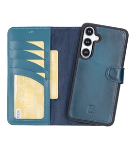 Bouletta Samsung Galaxy S24 Plus Uyumlu Deri Cüzdanlı Kılıf BR04E (Mavi)