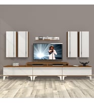 Decoraktiv Ekoflex 8D Mdf Silver Tv Ünitesi Tv Sehpası - Ceviz Beyaz (Beyaz - Kahverengi)