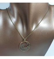 Orora Bronz/Gümüş/Bakır Renk 30mm Dalga Figürlü Kolye (Bronz)