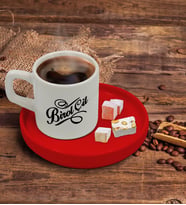 BK Gift Kişiye Özel Kırmızı Sunum Tabaklı İsimli Türk Kahvesi Fincanı Model 5