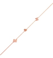 925 Ayar Gümüş Harf & Kalp Bileklik Rose (Pembe)