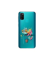 Samsung Galaxy M21 ile Uyumlu Splash Bukalemun Tasarımlı Şeffaf Silikon Kılıf