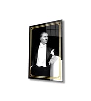 Atatürk Portre Cam Tablo Modern Ev Ofis Salon Hediyelik Büyük Tablo Duvar Dekoru (Çok Renkli)