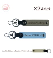 Anneye Özel Hatıra, İsim & Soyisim Kişiselleştirilmiş 2’li Anahtarlık, Kül Gri-Gök Mavi-Sütlü Kahve