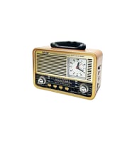 NNS NS-8898BT Nostaljik Radyo Saatli, Nostaji, Bluetooth, Usb/Sd/Aux/ Radyo/ Mp3 Orta Boy Müzik Kutusu (Kahverengi)