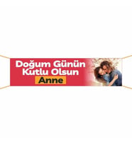Doğum Günü Pankartı (Anne) - 14 75x300 cm (Çok Renkli)