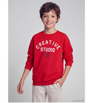LCW Kids Kırmızı Baskılı Erkek Çocuk Kalın Sweatshirt