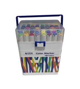 STA 910348 ÇİFT UÇLU ALKOL BAZLI MARKER 1mm/1-7mm UÇ KALEM SETİ 48'Lİ (RENK) TAŞIMA SAPLI PLASTİK KU