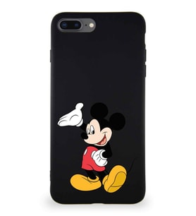 Apple iPhone 8 Plus Soft Premier Kapak Mickey Mouse-C Tasarımlı Silikon Kılıf - Siyah (Şeffaf)