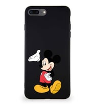 Apple iPhone 8 Plus Soft Premier Kapak Mickey Mouse-C Tasarımlı Silikon Kılıf - Siyah (Şeffaf)