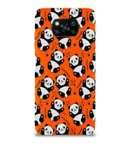 Xiaomi Poco X3 Uyumlu Lansman Kılıf Panda Tasarımlı İçi Kadife Kapak-Turuncu (Şeffaf)