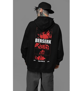 Anime Karakter Berserk Baskılı Unisex Oversize Hoodie