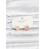 Pirinç Gold Renk Pembe Çiçek Model Çocuk Küpe TJ-BKP11844
