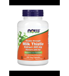 NOW Foods  Double Strength Milk Thistle Extract 300 mg, 200 Veg Capsul.MADE IN USA 3646 (Renksiz)