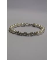 Zirkon Taşlı Doğal İncili 925 Ayar Gümüş Bileklik