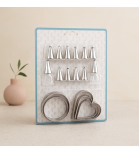 Metal Pasta Süsleme Uç ve Kurabiye Kalıbı Seti
