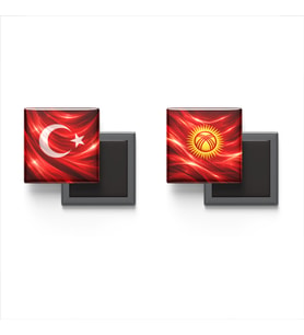 Buzdolap Magnetleri - Kırgızistan Bayrağı ve Türk Bayrağı - 2'li Set Magneti