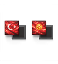 Buzdolap Magnetleri - Kırgızistan Bayrağı ve Türk Bayrağı - 2'li Set Magneti