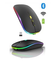 ShopyTech Çift Mod Kablosuz Mouse Bluetooth 5.2 + 2.4G Şarjlı Sessiz Tıklama RGB Işıklı (500 mAh)SİY
