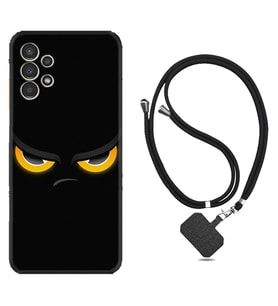 Samsung Galaxy M14 Kılıf Silikon Boyun Askılı İpli Desenli Silikon Black Eyes 1644