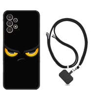 Samsung Galaxy M14 Kılıf Silikon Boyun Askılı İpli Desenli Silikon Black Eyes 1644
