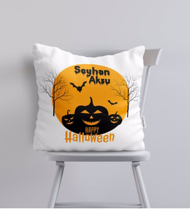 BK Gift Kişiye Özel Happy Halloween Tasarımlı Yastık-3