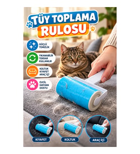 Yıkanabilir Evcil Hayvan Tüy Toplama Rulosu – Kıyafet Koltuk ve Araç İçi İçin