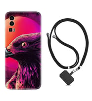 General Mobile Gm 23 Kılıf Silikon Boyun Askılı İpli Desenli Silikon Red Eagle 1752