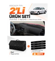 e-biz TOYOTA COROLLA EFSANE KASA (1991-1997) Uyumlu Torpido Örtüsü + Deri Çanta - Siyah - TO012