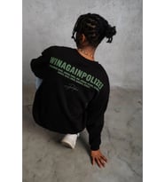 Erkek Oversize Sweatshirt – Siyah Renk Ön Ve Sırt Baskılı, Üç İplik İçi Pamuklu Kumaş, Rahat Kalıp, Ribanalı Kışlık Sweat Winagain Polizei Serisi - Siyah