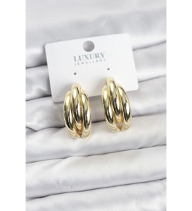 Gold Renk Pirinç Yarım Halka Model Kadın Küpe 5886
