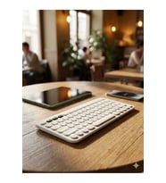 Beyaz Kablosuz Bluetooth Klavye  Tablet Telefon PC Uyumlu Sessiz Yuvarlak Tuşlu Slim Tasarım
