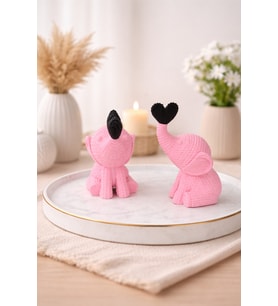 Dekoratif Fil Figürü – Sevimli Modern Biblo  Ev & Ofis Dekoru (Siyah-Pastel Pembe)