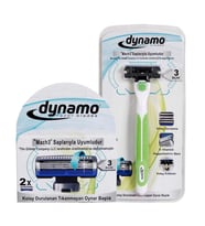 Dynamo 3 Bıçaklı Mach 3 Uyumlu Erkek Sistem Tıraş Bıçağı + 2 Yedek Başlık Set