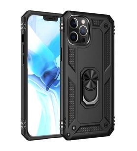 Newface Apple iPhone 12 Pro Max Kılıf Sofya Yüzüklü Silikon Kapak - Siyah